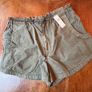 Pilcro Short Women L Olive Green Utility Elastic Waist Toggle Drawstring Dolphin